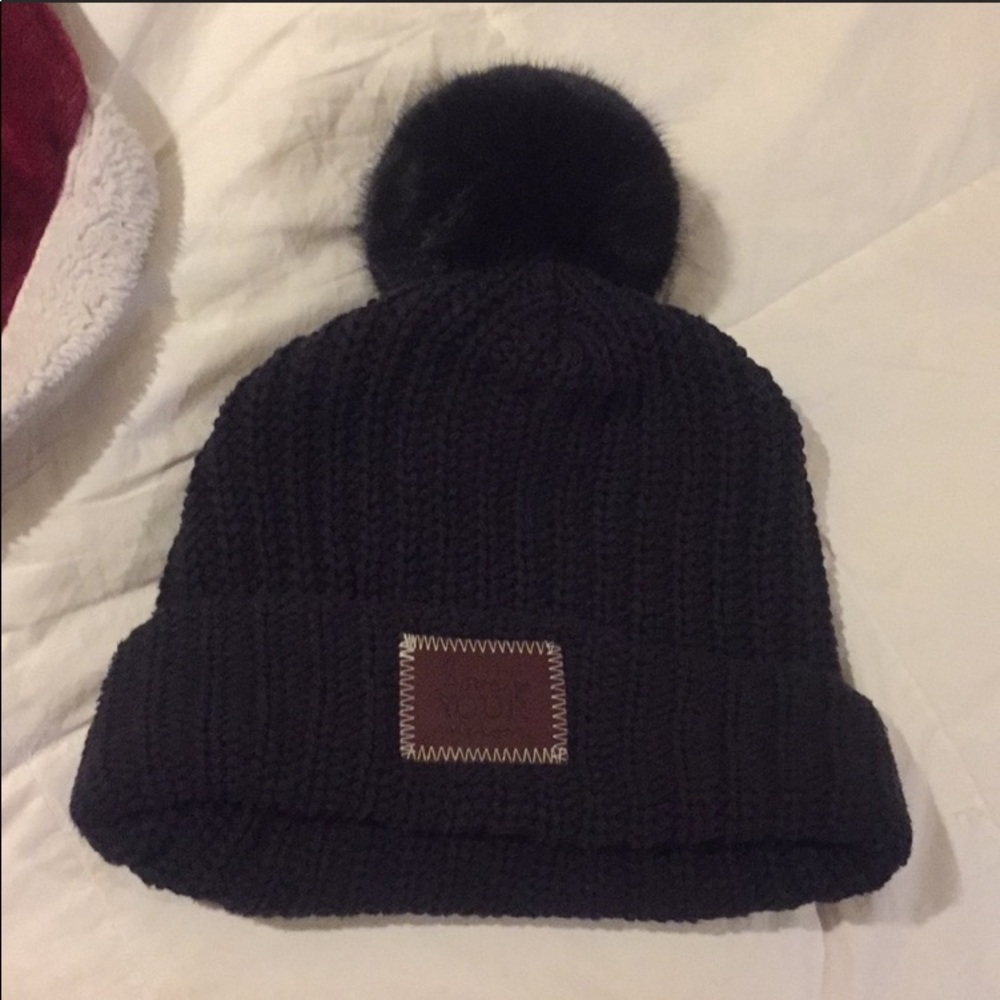 Love your melon black pom pom beanie
